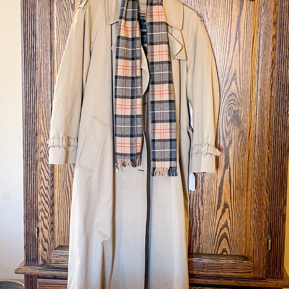 London Fog Plaid Lined Trench Coat